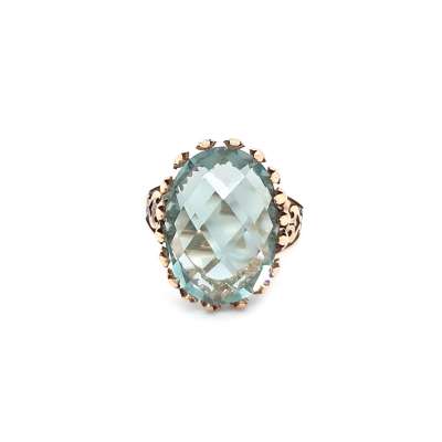 Yeşil Topaz Taşlı Yüzük 14k Altın - 1