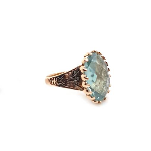 Yeşil Topaz Taşlı Yüzük 14k Altın - 2
