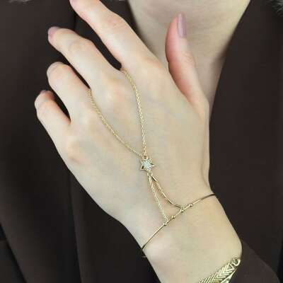 Yıldız Şahmeran Takı – 14 Ayar Altın Taşlı Ayarlanabilir Bileklik - 2