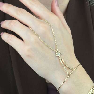 Yıldız Şahmeran Takı – 14 Ayar Altın Taşlı Ayarlanabilir Bileklik - 3