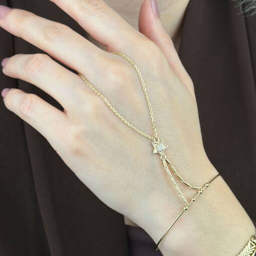 Yıldız Şahmeran Takı – 14 Ayar Altın Taşlı Ayarlanabilir Bileklik - 3