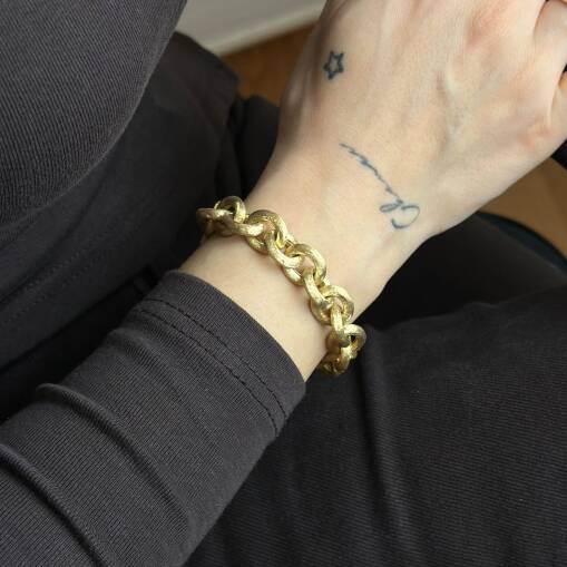 14 Ayar Altın Mat Zincir Bileklik – Modern Tasarım - 6