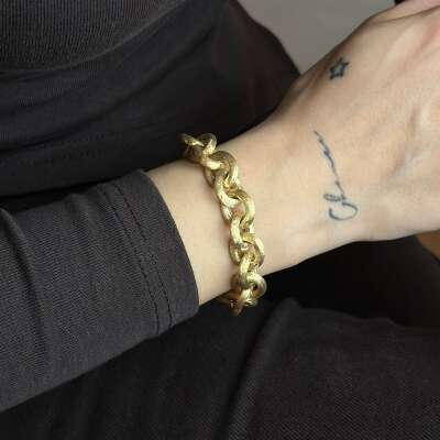 14 Ayar Altın Mat Zincir Bileklik – Modern Tasarım - ENGİNGOLD ZİNCİR-İŞ