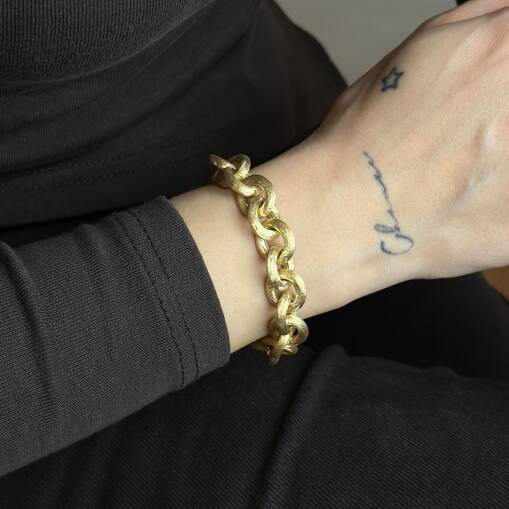 14 Ayar Altın Mat Zincir Bileklik – Modern Tasarım - 1