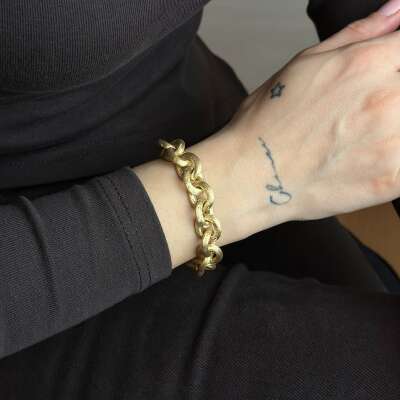 14 Ayar Altın Mat Zincir Bileklik – Modern Tasarım - 7