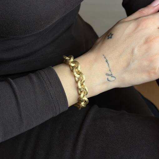 14 Ayar Altın Mat Zincir Bileklik – Modern Tasarım - 7